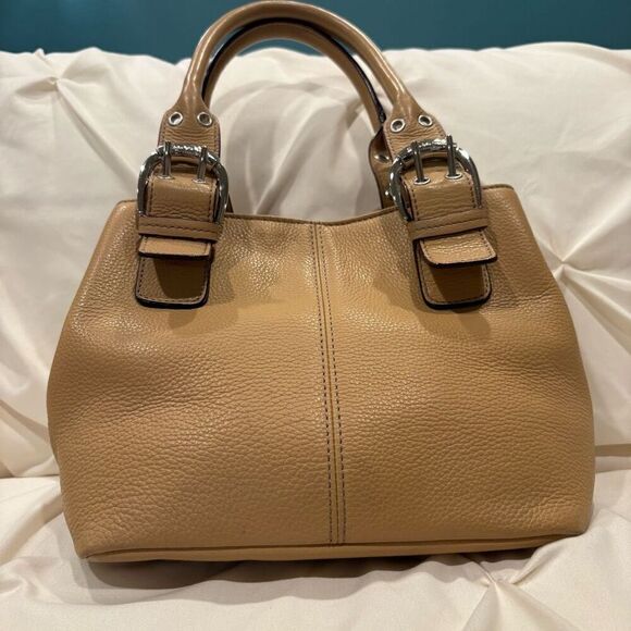 Tignanello Camel Tan Pebbled Leather Satchel Handbag Purse ECU - Picture 7 of 12